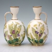 Lot 116 - Pair of English porcelain bottle vases.