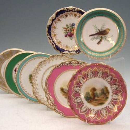Lot 117 - Eight English porcelain plates by Davenport.