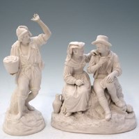 Lot 121 - Parian figure group and a French fisherman.