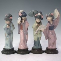Lot 159 - Four Lladro Oriental figures  to include Spring