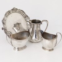 Lot 224 - Silver waiter; Victorian silver jug; silver milk