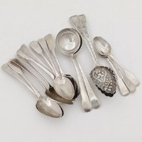 Lot 237 - Various silver spoons, mostly George III: five