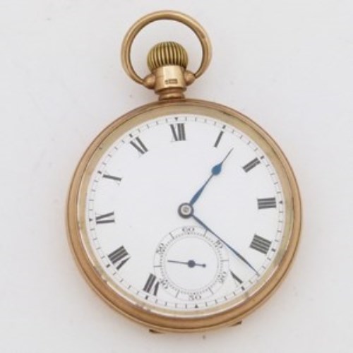 Lot 268 - 9ct gold open-faced Swiss pocket watch
