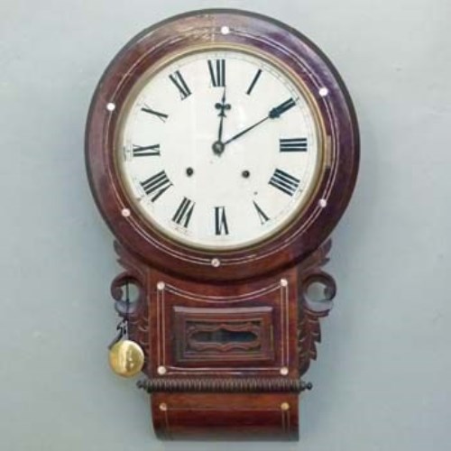 Lot 7 - Inlaid rosewood wall clock.