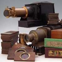 Lot 28 - Helioscopic lantern and collection of slides.