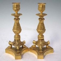 Lot 44 - A pair of regency design gilt metal column sticks