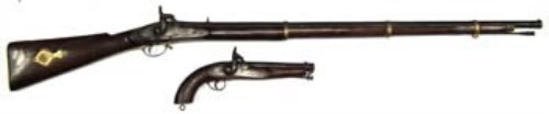 Lot 97 - Percussion Newland style pistol and an Indian Musket