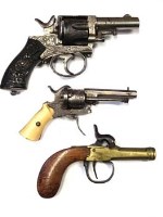 Lot 99 - Pinfire revolver, deactivated German .32 revolver, percussion pistol