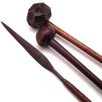 Lot 102 - Two South African Knob Kerry clubs; spear (3).