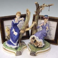 Lot 205 - Royal Worcester figures of Alice and Cecilia.