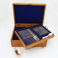 Lot 263 - Mappin & Webb silver canteen in oak case.