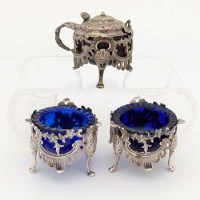 Lot 293 - Early Victorian silver three piece condiment set.