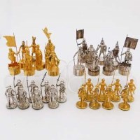 Lot 294 - Silver and silver gilt chess set of medieval