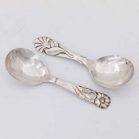 Lot 317 - Two Danish silver caddy spoons, 1936.