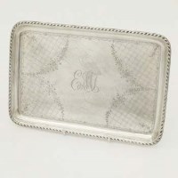 Lot 323 - Silver tray monogrammed EMJ.