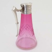 Lot 343 - Shaded Cranberry glass claret jug