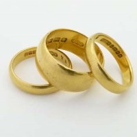 Lot 360 - Three 22ct gold plain bands.