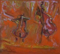 Lot 445 - Dorothy Bradford, Cello and Double Bass, oil.
