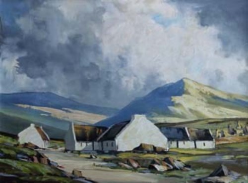 Lot 499 - Boyd, Irish landscape with cottages, oil.