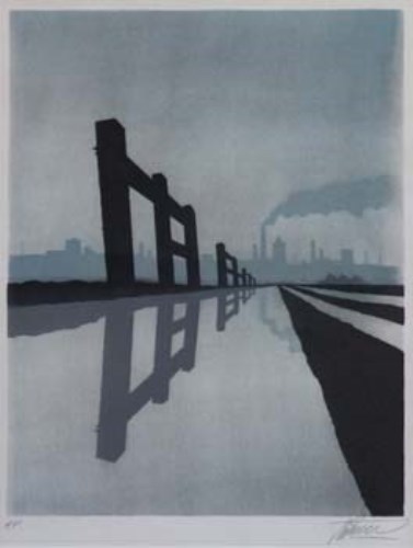 Lot 536 - Trevor Grimshaw, Reflected Fence, signed print.
