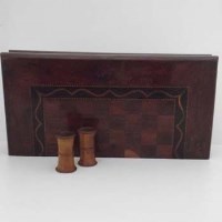 Lot 11 - Chess / Backgammon case, shakers (2) and