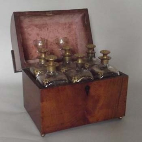Lot 18 - George III mahogany table top, six bottle