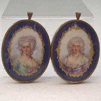 Lot 159 - Pair of French sevres style plaques.