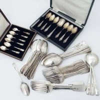 Lot 234 - Group of mixed silver spoons and forks, George III to 20th century.