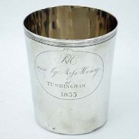 Lot 243 - Silver beaker, 1833 engraved Tushingham.