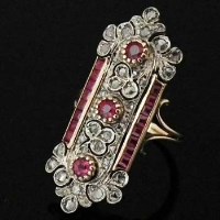 Lot 253 - 1920's ruby and diamond plaque ring (possibly from a brooch) of