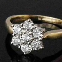 Lot 254 - 18ct gold seven-stone diamond cluster ring