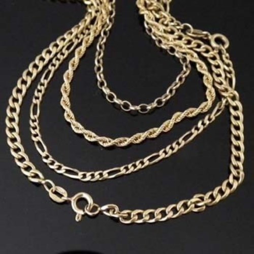 Lot 302 - Four 9ct gold chains.