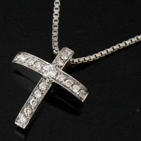 Lot 306 - White gold & diamond cross on chain.