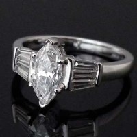 Lot 316 - Colourless (D) marquise diamond ring, 1.05ct, on
