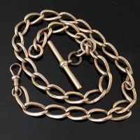 Lot 319 - 18ct gold flat curb watch chain.