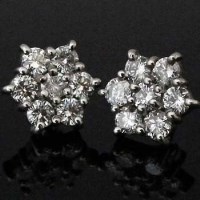 Lot 332 - Pair of seven-stone diamond cluster earrings.