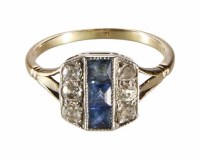 Lot 229 - Art Deco sapphire and diamond 3 row cluster ring