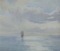Lot 526 - David West, Coastal view, watercolour.