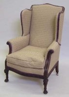 Lot 549 - Victorian mahogany show frame winged easy chair
