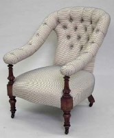Lot 551 - Victorian walnut saddle back upholstered easy chair