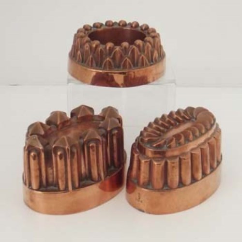 Lot 12 - Copper ring mould No. 463, two oval moulds No.
