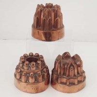 Lot 13 - Three circular copper jelly moulds No. 477 and 261 (3).