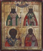 Lot 49 - Russian icon with four patriarchs.