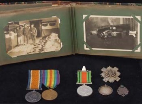 Lot 82 - Private Albert Dawson, Medal and photograph album etc.
