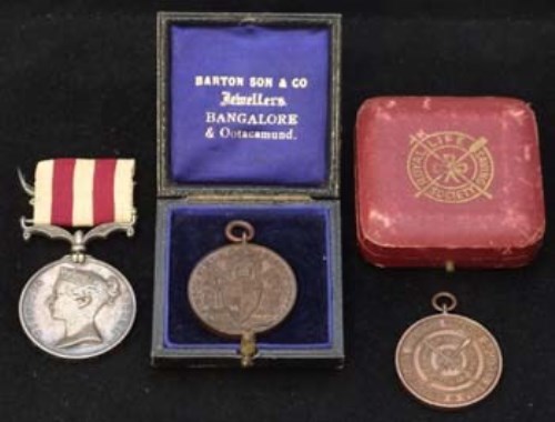 Lot 84 - Victoria Indian Mutiny medal and two bronze medals