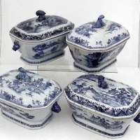 Lot 114 - Four Chinese blue and white tureens and covers
