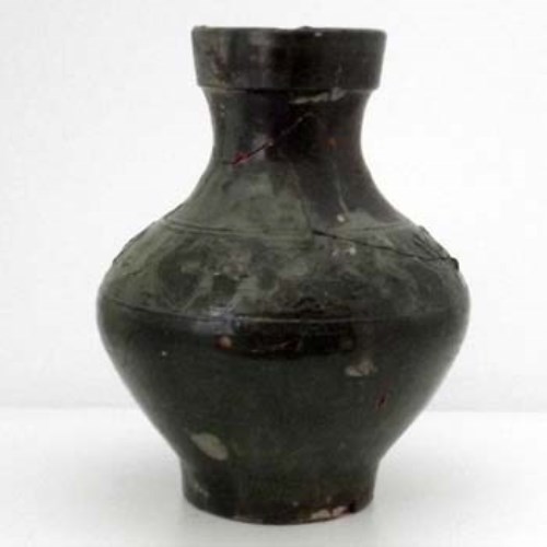Lot 118 - Green glazed terracotta hu vase, Han dynasty