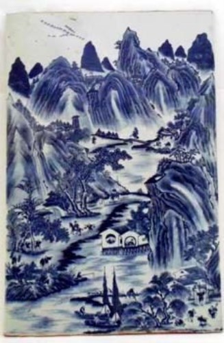 Lot 139 - Chinese blue and white panel