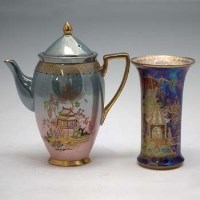 Lot 155 - Carlton coffee pot and vase decorated with chinoiserie patterns