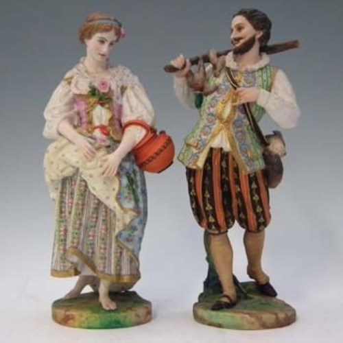 Lot 184 - Pair of continental bisque figures